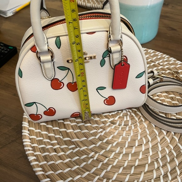 Coach Cherry Print Mini Bag in White - Picture 16 of 16